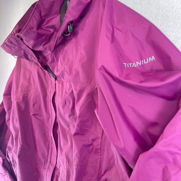 COLUMBIA Womens L Waterproof Jacket Berry Purple Lightweight Full Zip Hooded - Picture 3 of 14